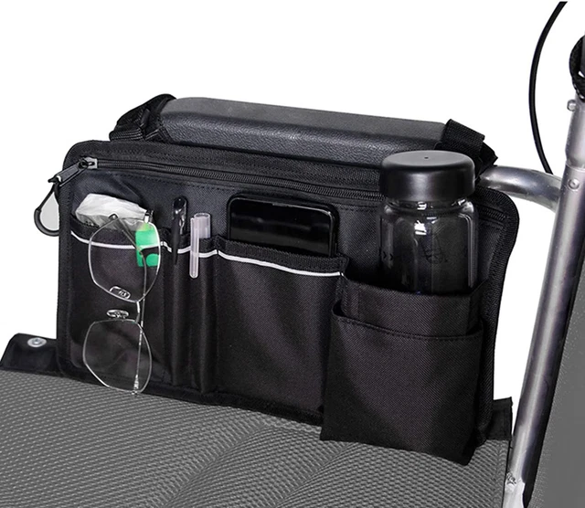 Borsa Laterale per Sedia a Rotelle, Doppia Faccia Bracciolo Con Presa a Tazza E