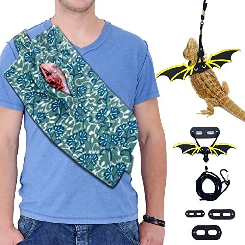 Bearded Dragon Carrier Adjustable Reptile Sling Bat Wings