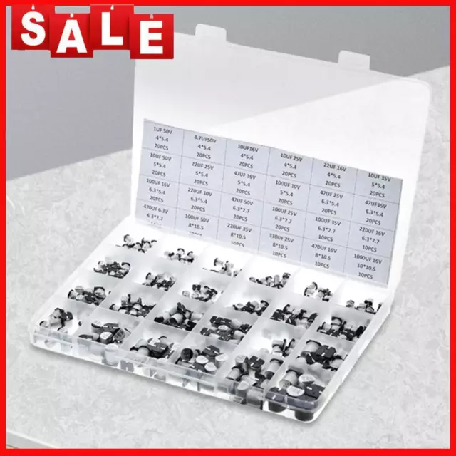 400PCS Chip Aluminum Electrolytic Capacitors with 24 Value for DIY Projects