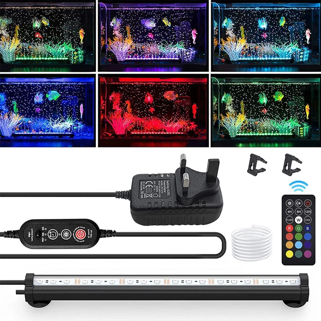 Long LED Aquarium Lights Air Bubble Fish Light Full Spectrum for Tank Underwater