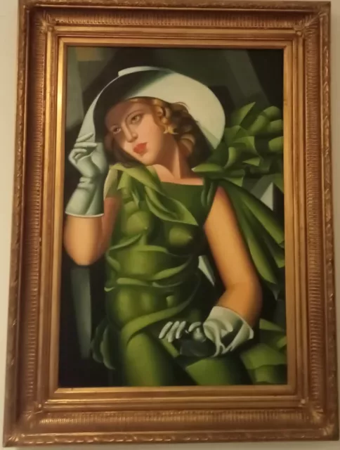 quadro olio su tela con cornice falso d'autore Tamara De Lempicka