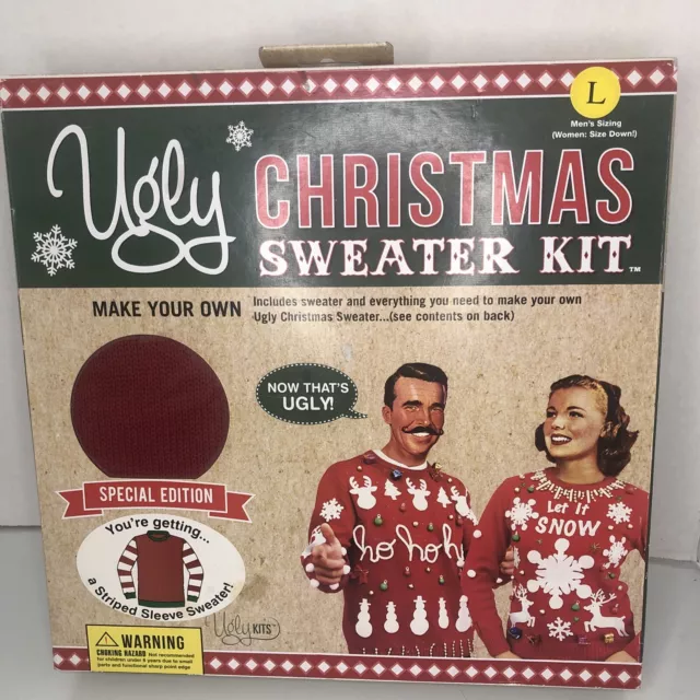 Ugly Christmas Sweater Craft Kit Red Mens Size Large Create Your Own NEW