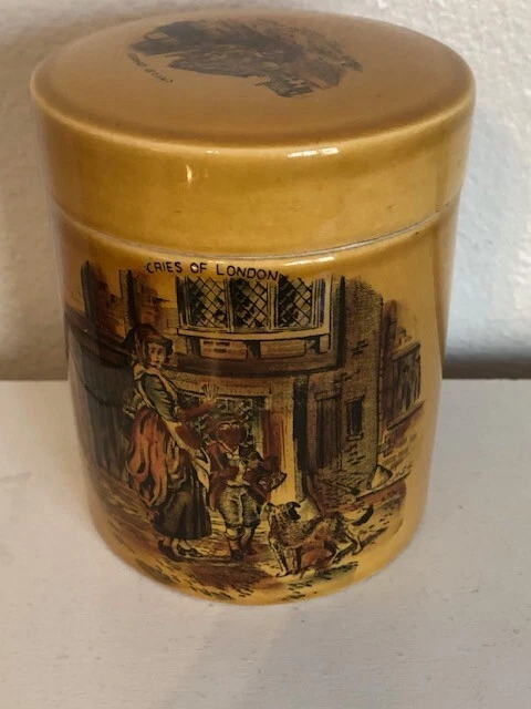 1930'S  Crown Devon " Cries Of London"  Porcelain Storage Jar England 8 Oz 2