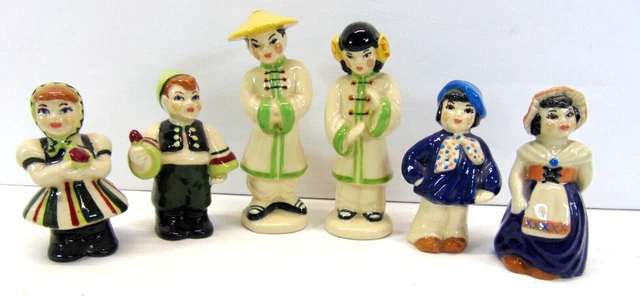Ceramic Arts Studio 6 Figurine Lot 2 are Salt and Pepper Sets 3 - 4" Tall