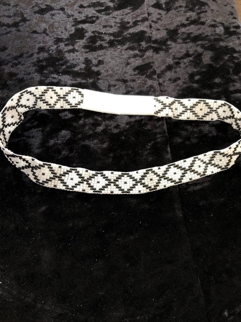 Black & White Cowboy Cowgirl Indian Beaded Stretch HatBand New!