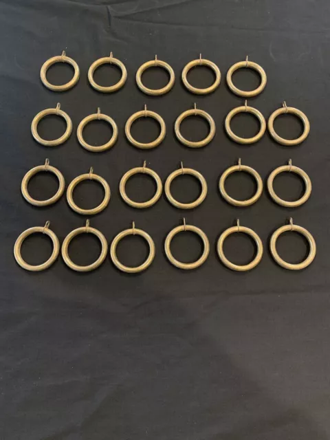 23 Vintage Brass Curtain Rod Rings Victorian Antique? 1 13/16" ID 2 3/8" OD