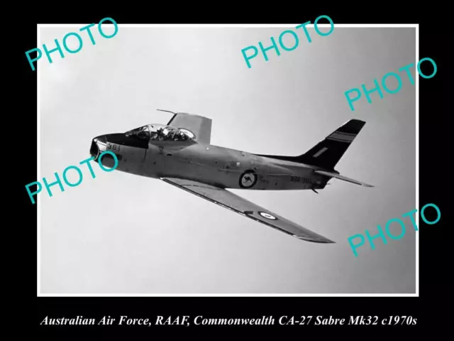 8x6 HISTORIC AVIATION PHOTO OF RAAF AUSTRALIAN AIR FORCE CA-27 SABRE JET c1970s