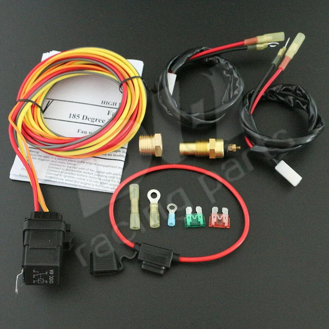 DUAL ELECTRIC COOLING Fan Wiring Relay Kit Thermostat Harness 185/165