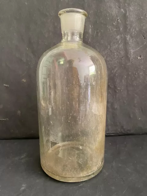 Antiguo Raro Grande Vacío Claro Botella de Vidrio Cartucho Tarro Para Multi Uso