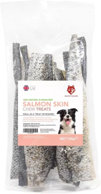 Healthy Hounds Salmon Skin Chews 500g | 1000g 100% Natural Fish Skin Treat Chews