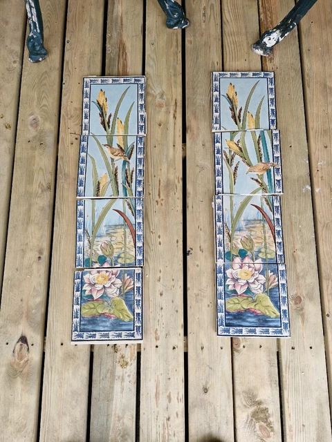 Antique fireplace tiles x8