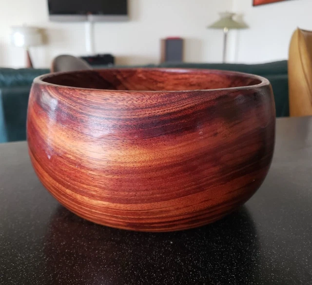 Vintage Hand Turned Koa Calabash Wood Bowl Hawaii Luau Tiki Bar Nuts Candy 7.5"