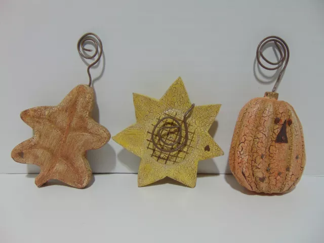 3 Sarahs Attic Rustic Elegance Ornaments Pumpkin Leaf Sunflower NIB Tag 2000 (6)