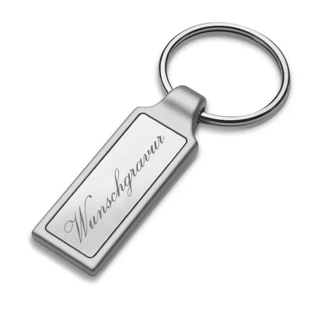 Schlüsselanhänger oval mit glänzend silberner Einlage aus Metall inkl. Gravur