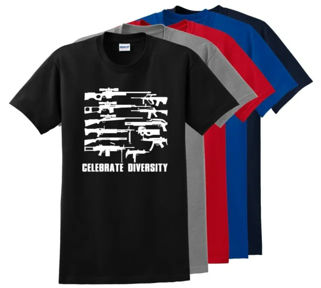 Celebrate Diversity Funny Gun Rights T Shirt 2nd Amendment Hunting Tee up to 5x