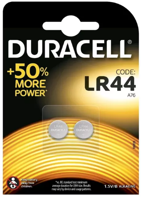 Pilas de boton Duracell bateria original Alcalina LR44 1,5V blister 10X Unidades