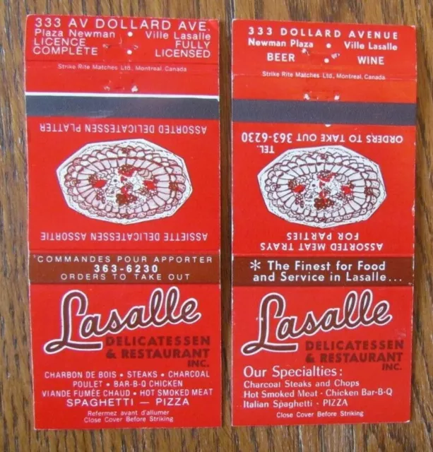 Deli Restaurant Matchbook Covers: Lasalle, Quebec Empty Matchcovers -D8
