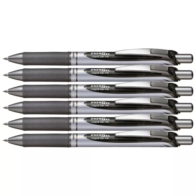 Pentel EnerGel Gel Rollerball Pen with Push Mechanism Pack of 6 0.7 mm Black 6 S