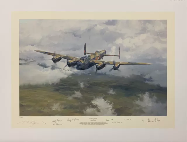 Almost Home by Robert Taylor aviation art signed by RAF Lancaster Aircrew 2