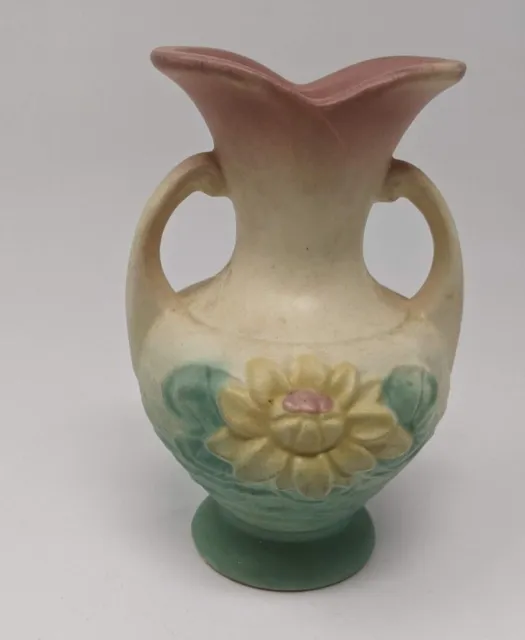 1940's Vintage Hull Art USA Pottery Double Handled Vase WaterLilly (Pastel)*Read