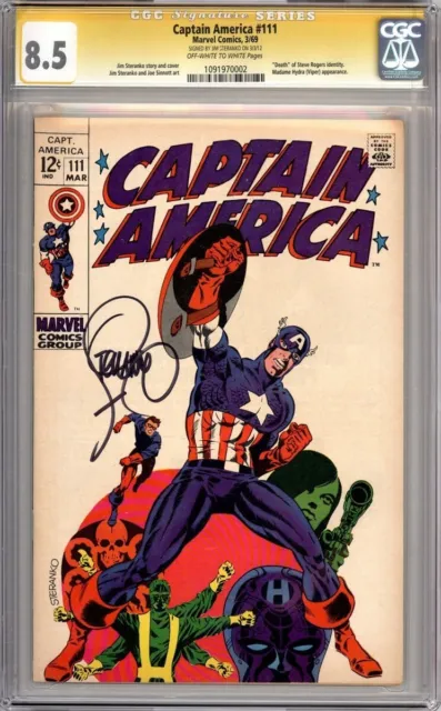 Captain America #111 1969 Cgc 8.5 Signature Series Signed Jim Steranko Marvel