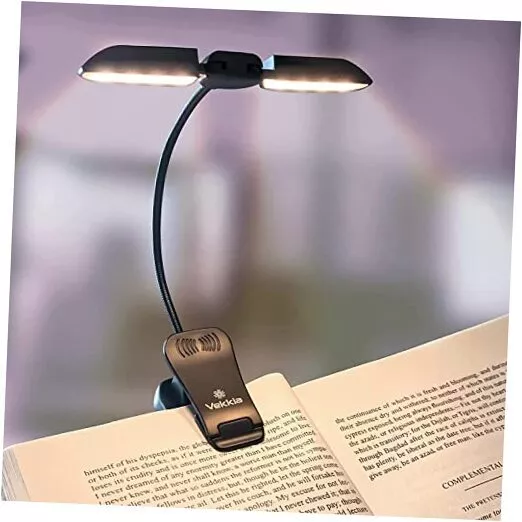 Vekkia 14 LED Rechargeable Book-Light with Clamp for Reading at Night in Black