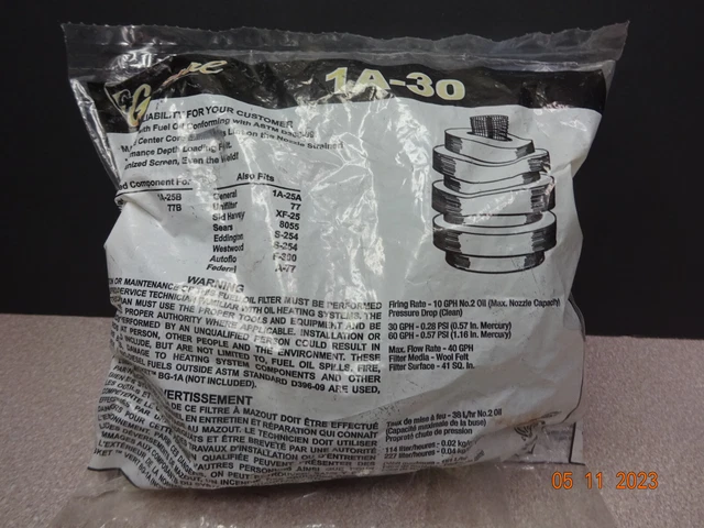 General 1A-30 1A-25A Heating Oil Filter Wool Cartridge Standard Type