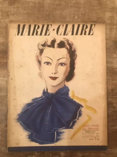 Marie Claire N°6- 09 Avr 1937-COLLECTOR ! RARE- Magazine Revue- French Fashion