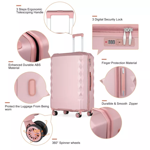Luggage 3 Piece Set Suitcase Carry On Spinner Hardshell Lightweight TSA Lock 3