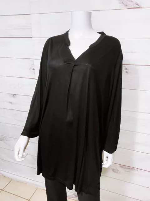 WOMAN WITHIN WOMENS Tunic Size 2X Black V-Neck Long Sleeve Top $24.99 ...