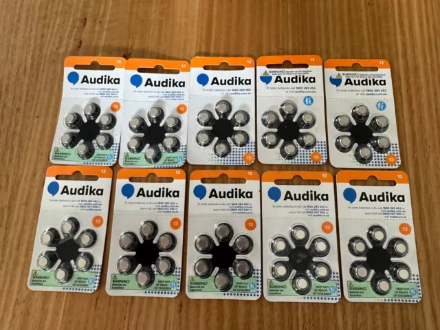 Audika size 13 1.45V Hearing Aid Batteries (QTY 60) Earliest Expiry Date Aug-25