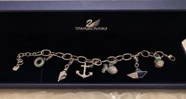 Swarovski Beach/Summer Themed Silver Charm Bracelet With Detachable Charms