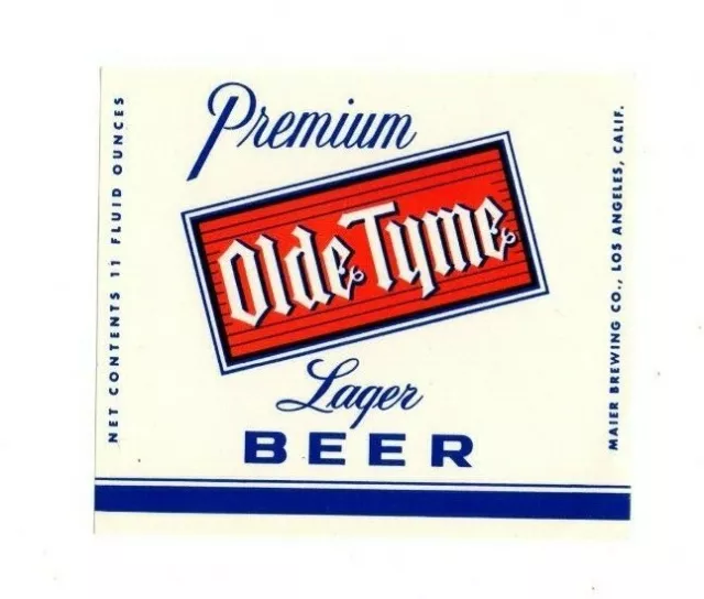 USA - Vintage Beer Label - Maier Brewing Co, Los Angeles - Olde Tyme Lager Beer