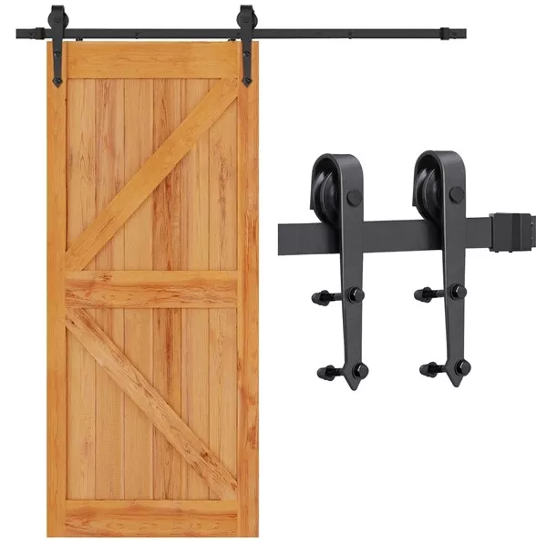 Sliding Door Track Barn Door Hardware Set Kit Modern Style Single Door,Black,6ft