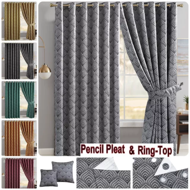 Fully Lined Luxury Ready Made Beautiful Modern Curtains Ring Top & Pencil Pleat*