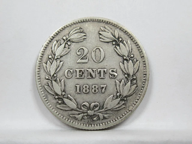 1887-H Nicaragua 20 Cents - KM7 - .800 SILVER
