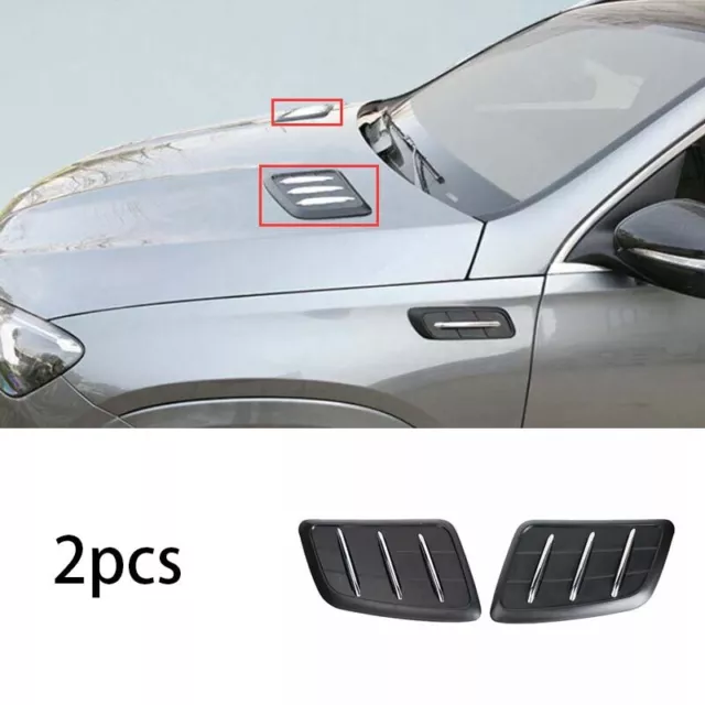 Front Hood Vented Bonnet Fit For Benz 2020-2022 GLE GLS ABS Black 2X Cover Trim