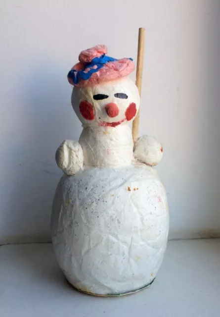 Grande pupazzo di neve 9" o 23 cm, figurina di cotone filato natalizio...