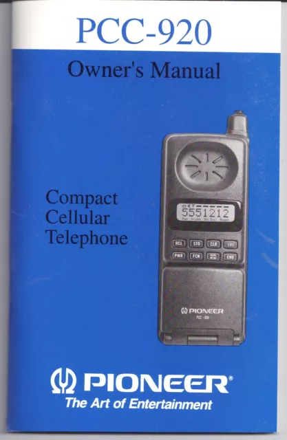 PIONEER PCC-920 Compact Cellular Telephone OWNER'S MANUAL