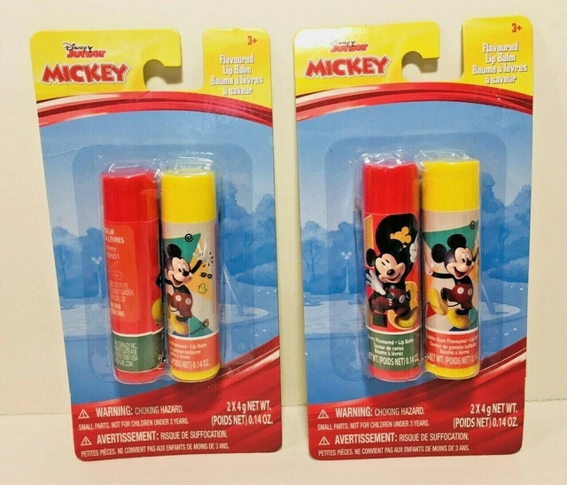 Disney Lip Balm 4x Mickey Mouse Flavored Cherry & Bubble-Gum 2-packages of 2 NEW