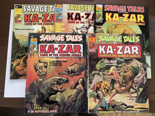 Savage Tales KA-ZAR 1974 # 6 7 9 10 & 11 Marvel Comics LOT Curtis Magazines