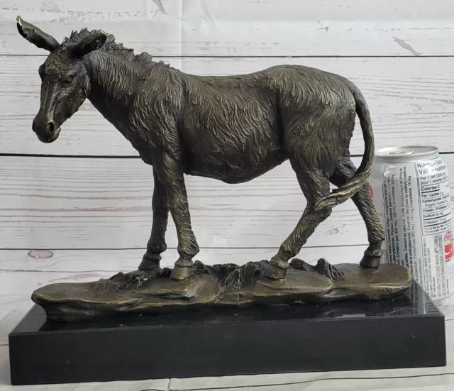 Large Cast Metal Bronze Donkey Burro Figurine~Great Detail~Home Decor Sale NR 2