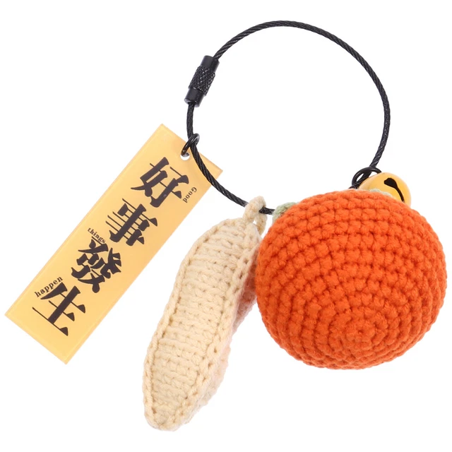 Persimmon Peanut Pendant Yarn Chinoiserie Decor Fruit Keychain