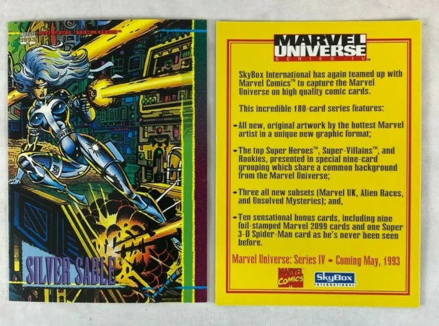 CHEAP PROMO CARD: MARVEL UNIVERSE SERIES 4 IV (Skybox 1993) NO# SILVER SABLE