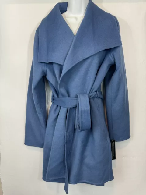 $320 TAHARI Women's Double Face Wool Blend Wrap Coat with Oversized Collar Sz XL 2