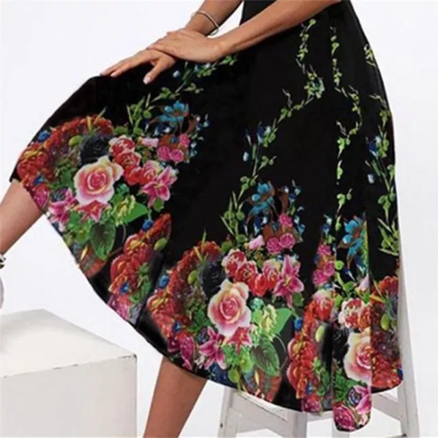 Short Sleeve Beach Midi Dress Sundress Ladies Womens Holiday Boho Floral Summer 3