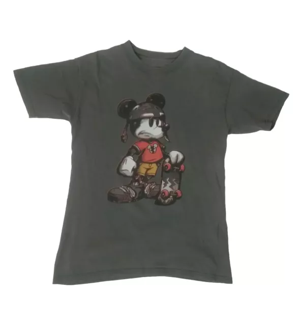 HANES Beefy T youths size Medium tshirt grey Mickey Mouse skateboard boys 10 12