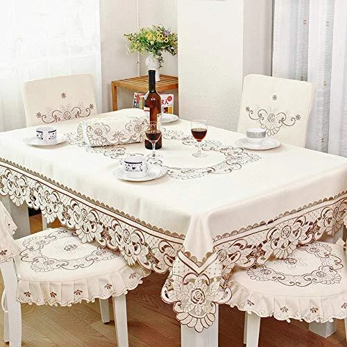 Washable Flower Lace Tablecloth - Rectangle Table Cover (68" x 126")