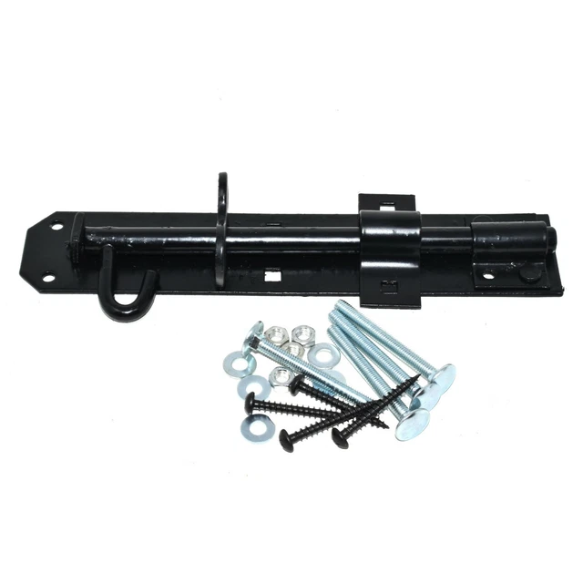 150mm (6") PREMIUM QUALITY BRENTON PADLOCK BOLT BLACK POWDER FINISH INC FIXINGS