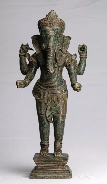 Ganesh - Antique Khmer Style Standing Bronze Angkor Wat Ganesha Statue -59cm/24"